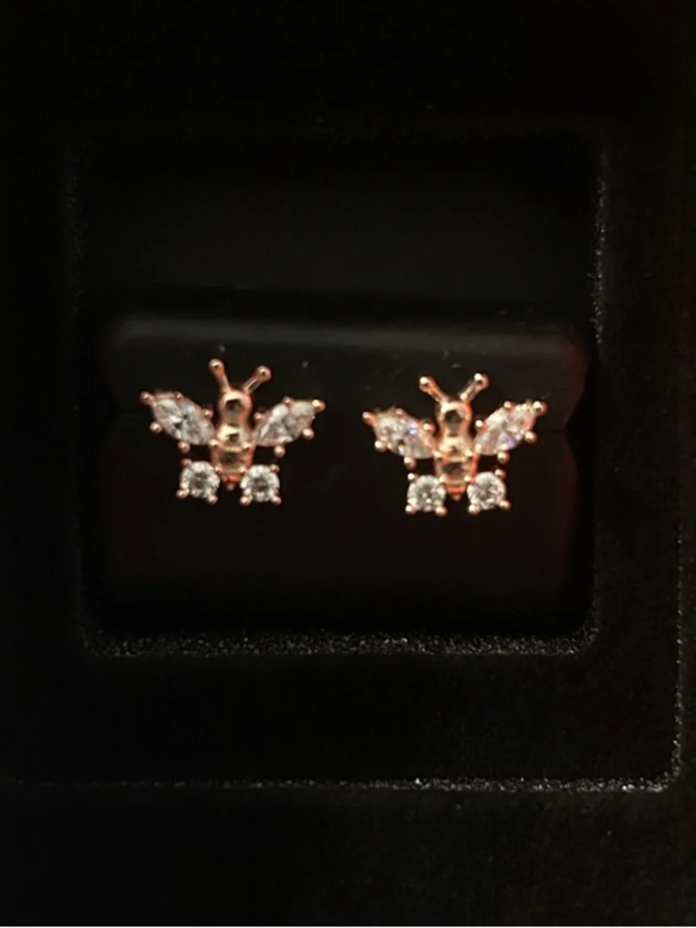 Rose Gold over 925 Silver Butterfly Screwback Moissinate Studs NWT